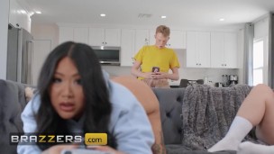 BRAZZERS   Connie Perignon & Hot Ass Hollywood Scroll On Their Phones As They Share Jimmy's Cock