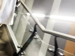 UPSKIRT HOT BLONDE TEEN STAIRS ROUND ASS + SLOW MOTION