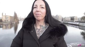 GERMAN SCOUT   Inked German Cougar Sara Deluxe With Big Ass First Time Casting Fuck