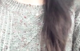 Big Boobed Japanese Hottie Touches Herself As She Strips