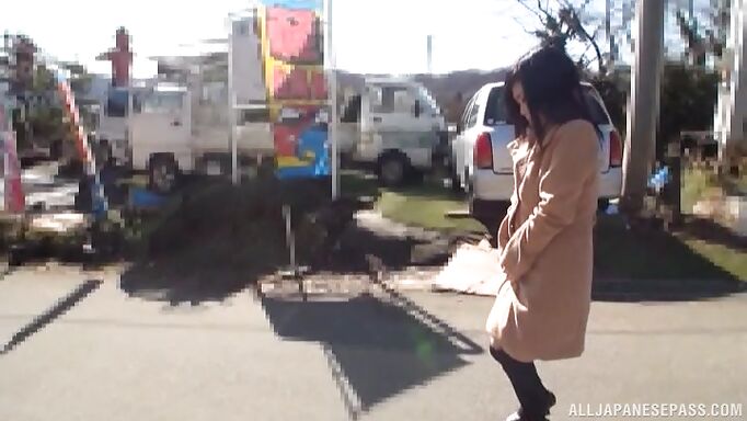 Japanese Babe Flashes Her Firm Tits On The Road