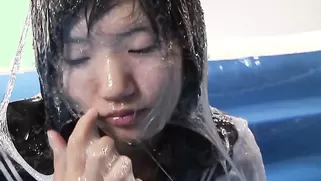 Japanese Schoolgirl Is Trying Water Bondage In The Small Pool