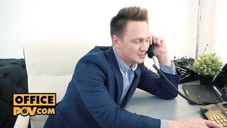 OfficePOV   DP Whore Bambi Dee Spit Roasted At The Office On PornHD