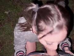 Public Park Blowjob Under The Rain