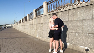 Blonde Hoe Fucks In Public On The Embankment!