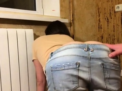 Filling Stepsister's Jeans With Cum   Amateur Russian Hardco