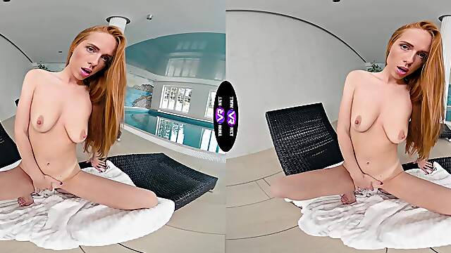Redhead Beauty Holly Molly Enjoys Solo Play By The Pool In Hd