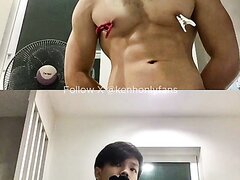 Asian Muscle   Cam Nippel Solo Show !