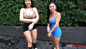 Asian Hotties With Big Tits Followed Him Home And Had A Threesome
