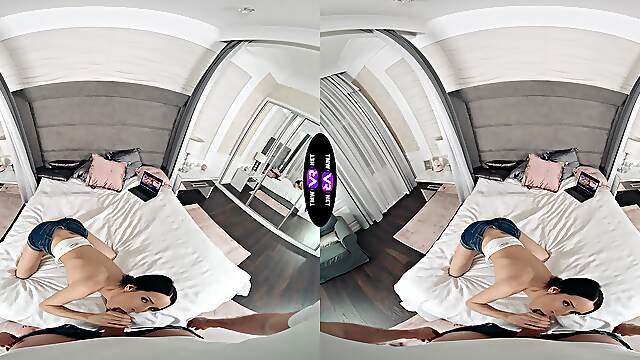 Virtual Reality Sex With A Gorgeous Brunette Teen Jasmine Jayne On The Bed