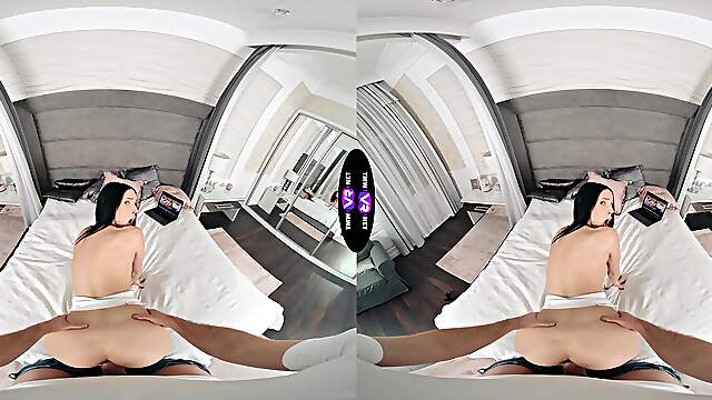 Virtual Reality Sex With A Gorgeous Brunette Teen Jasmine Jayne On The Bed
