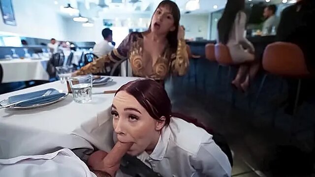 Sneaky Waitress Gives A Blowjob And Gets Fucked In Public