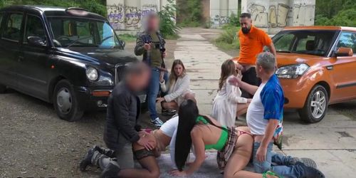 Stunning Nympho Taxi Babes Banged In Group By Drivers