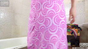 Naked Hippie With Hard Dick And Chubby Stepmom In Bathroom