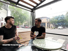 Slim Inked Blonde Hottie Agrees To Spice Up The Trip Of 2 Handsome Tourists With A Hardcore 3 Some