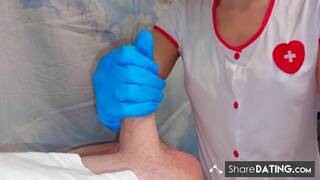 Kinky Nurse Strokes Patient’s Cock During Exam