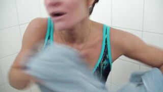 POV Blowjob And Screwing In The Public Shower