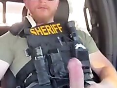 Sheriff Jerking Big Cock & Cumming Inside Patrol Car   Video 2