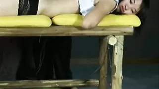 Good Looking Japanese In Black Lingerie Is Trying Hogtie Bondage