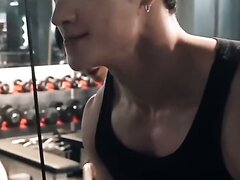 Korean Male Celebrity Grunting While Working Out