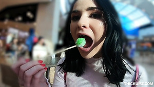 After Some Street Food Fun Kinky Violet Rain Sucks Dick In Public WC