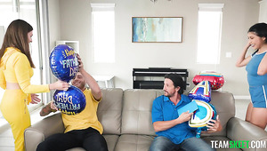 Cute Stepdaughters Decided To Exchange Their Stepfathers And Enjoy Group Sex.