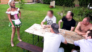 German Slut With Fake Tits Got Gang Banged  And Filed With Sperm On Oktoberfest