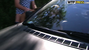 Incredibly Hot Blondie With Small Boobs Medea Gets Fucked Near The Car