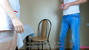 Stupid Nurse Jerks Off And Sucks A Patient’s Dick To Help Pass A Spermogram.