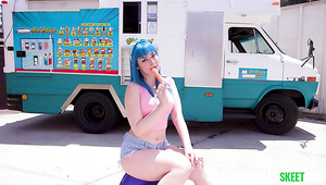 Busty Curvy Babe Jewelz Blu Swallows Dick Of Ice Cream Seller