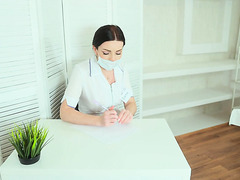 Slut Of A Nurse Sucks Patient’s Dick, Rides Him, Swallows His Semen