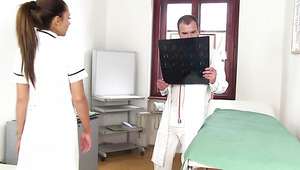 Sexy Nurse Alexis Brill Kisses Her Doctor And Gives Super Duper Good BJ