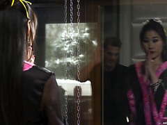 Exotic Asian Babe Katana Handles Enormous European Cock